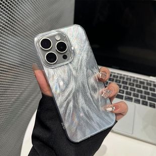 11女xsmax韩12imd15plus高级7 适用于苹果15pro手机壳14羽纱双层简约银色iphone13promax新款 8防摔xr保护套