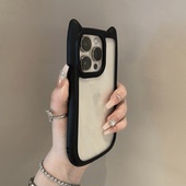 立体猫耳朵透明适用iPhone15ProMax手机壳创意iPhone14pm简约13小众12爆款 保护壳11防摔14男女情侣网红潮牌壳