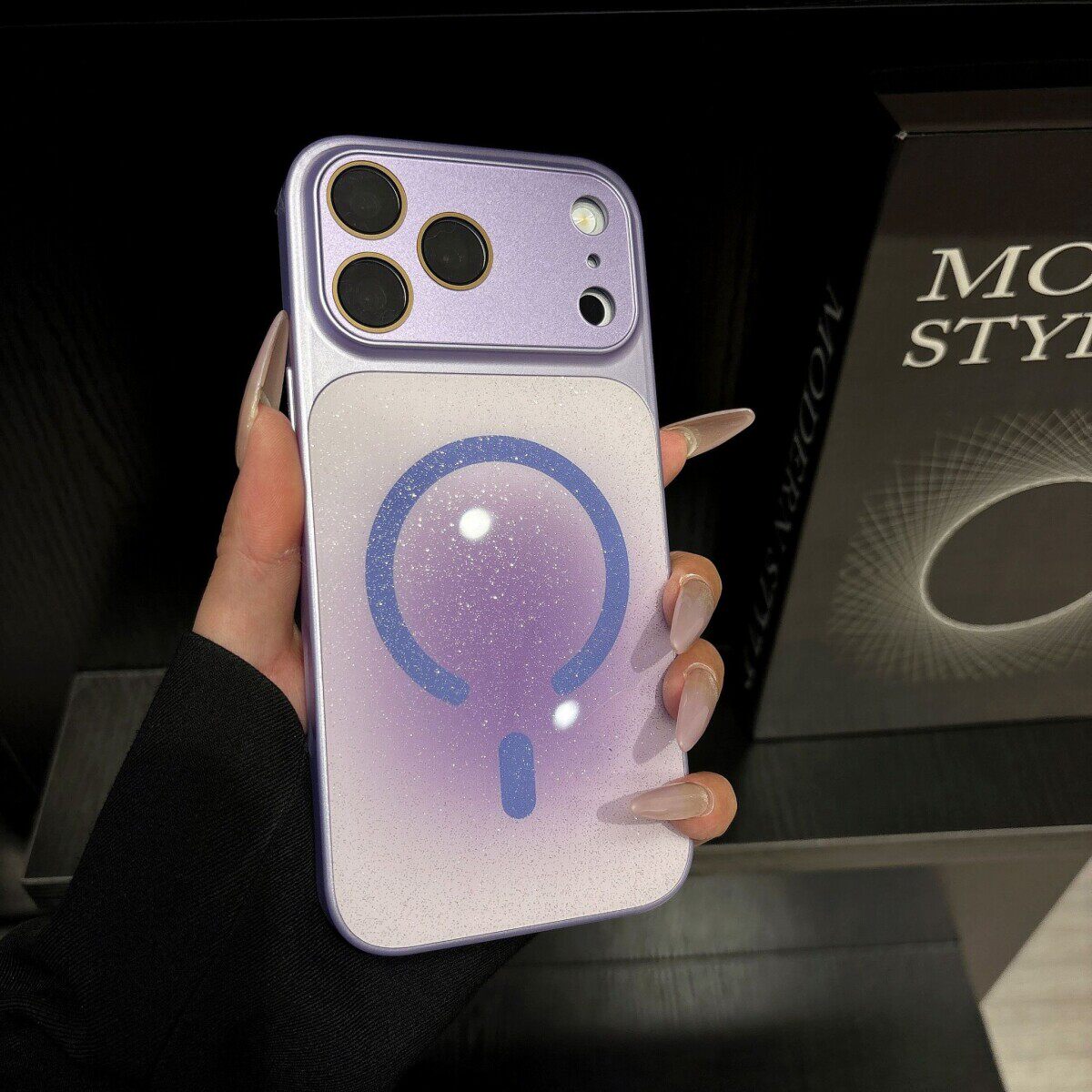 CAS纯钛色晕染闪粉磁吸适苹果17promax手机壳iPhone16多巴胺高级裸机感15大视窗按键全包4镜头膜3防摔防尘12p
