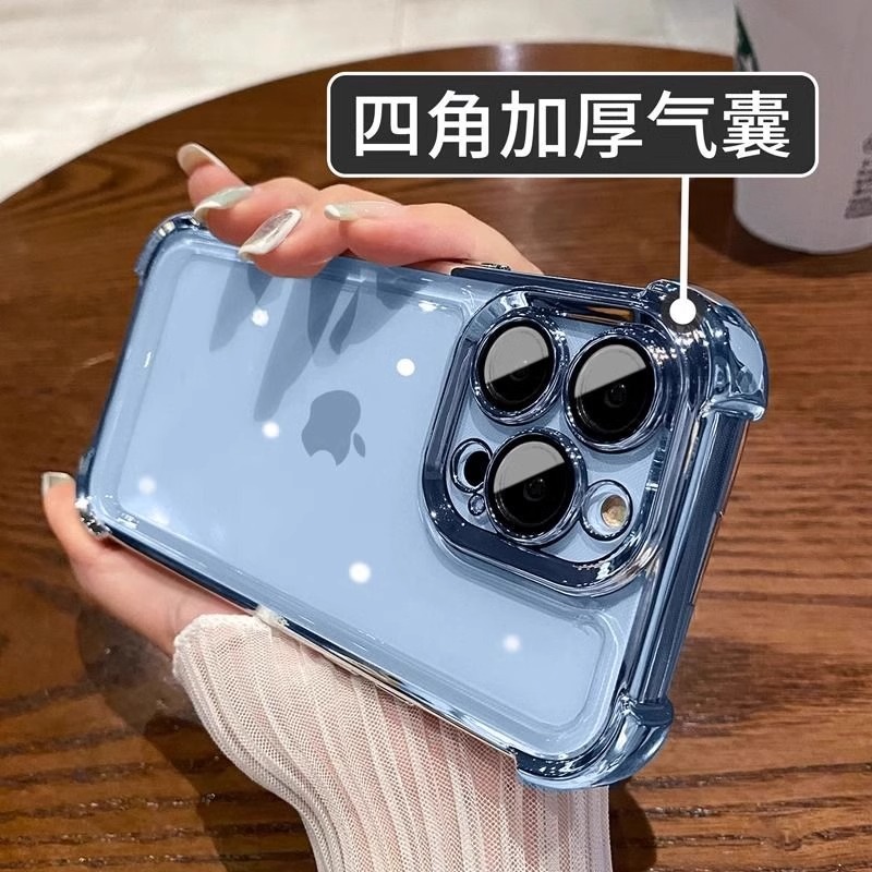 电镀气囊适用苹果15promax手机壳新款iphone15透明14全包13防摔12男女款14pro情侣15pro高级感max保护套ip11