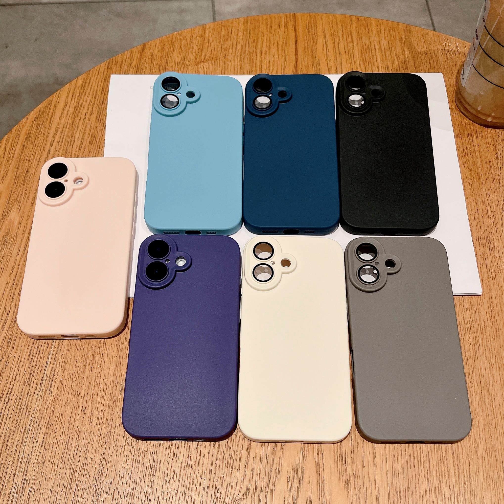 简约纯色糖果色13自带镜头膜14全包防摔保护套适用苹果15手机壳iPhone17promax个性创意12肤感磨砂硅胶软壳16