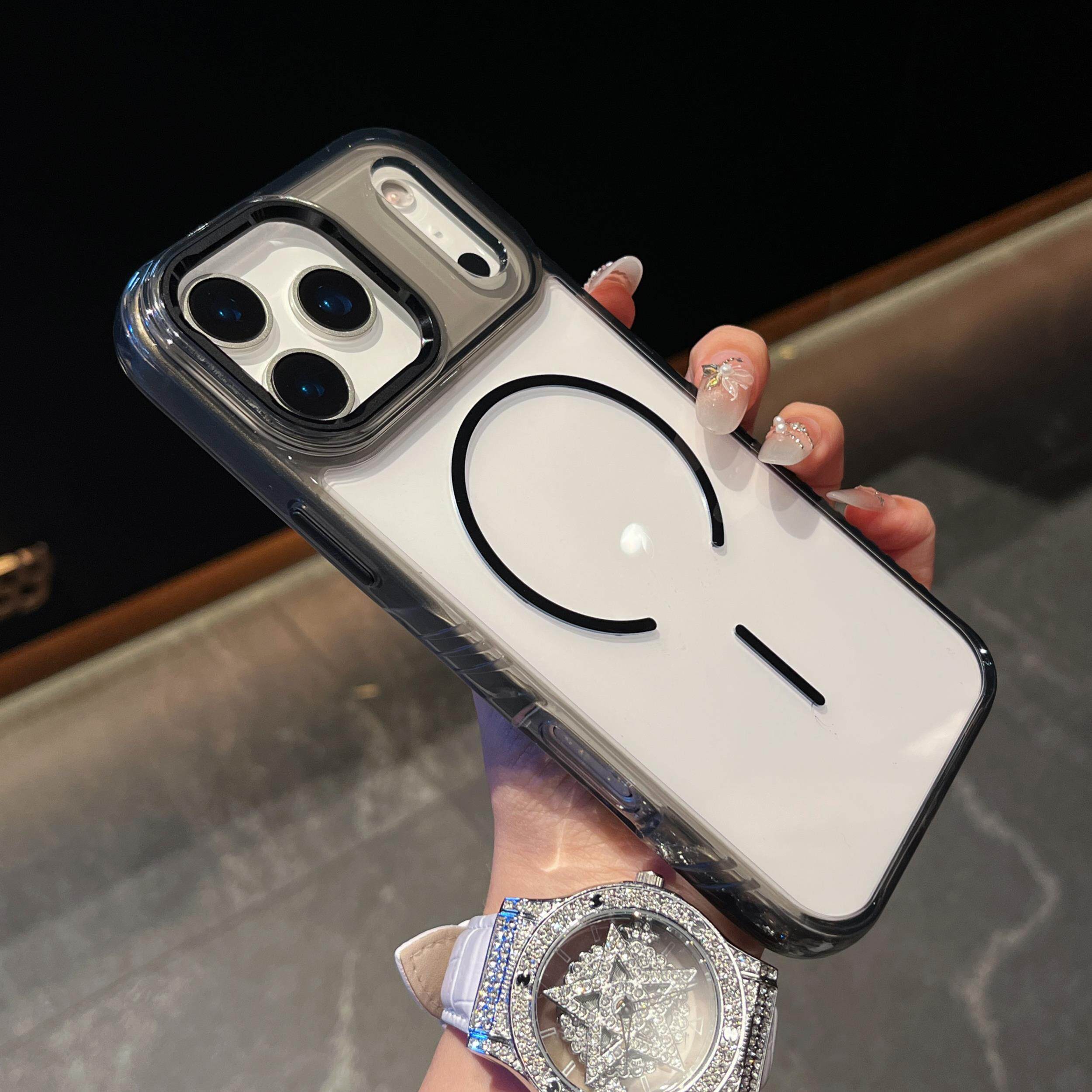 适用苹果17promax磁吸透明手机壳iPhone16pro亚克力防摔简约15pro高级感17air硅胶全包保护套硬壳防滑边男女