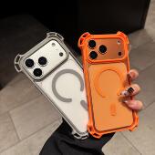 透明四角加强防摔适用苹果17pro磁吸手机壳iPhone16ProMax无人机斜挂绳15pm全包防摔ip14 13个性 情侣硬保护套