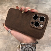 复古深棕色月坑纹适用于苹果15手机壳iPhone13pro 11p保护套女网红款 12promax皮纹14pro防摔12硅胶时尚 xr个性