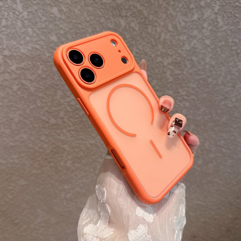 侧边散热肤感精孔适用苹果17promax手机壳 iPhone16散热保护套超薄15防摔14透明magsafe磁吸14不发黄13高级12