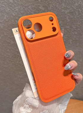 荔枝纹素皮适用苹果17promax手机壳新款iPhone16网红爆款15p防摔保护套ip14简约纯色13高级感12女款17air外壳