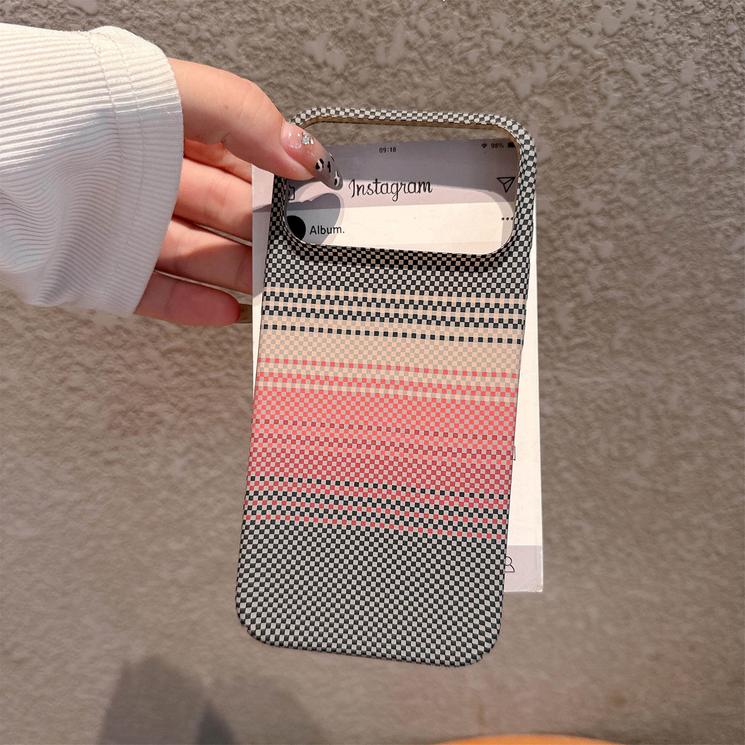 超薄碳纤维纹适用于iPhone17promax手机壳16pro水印工艺凯夫拉纹15pm超薄肤感14/13/12创意17Air情侣个性13壳