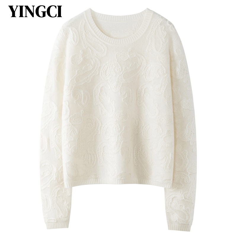 100%纯山羊绒衫圆领针织毛衣