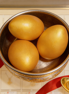 实木仿真金蛋复活节装饰摆件逼真