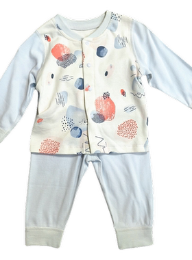 清仓蒙蒙摩米春秋男宝宝女宝宝对襟套装家居服两件套