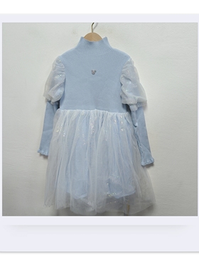 迪秋冬女童公主裙针织连衣裙