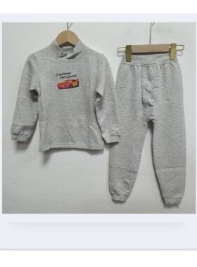 迪秋季男童半高领家居服套装