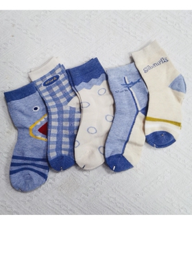 秋冬季男童女童中筒袜子5双装