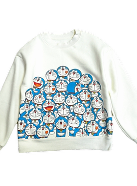 多拉a梦秋冬款男童中大童加绒卫衣