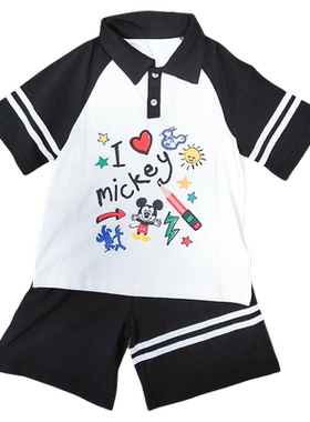 迪夏季男童套装polo衫短裤2件套