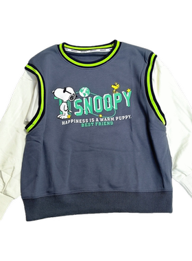 史努比春秋男童中大童假两件卫衣
