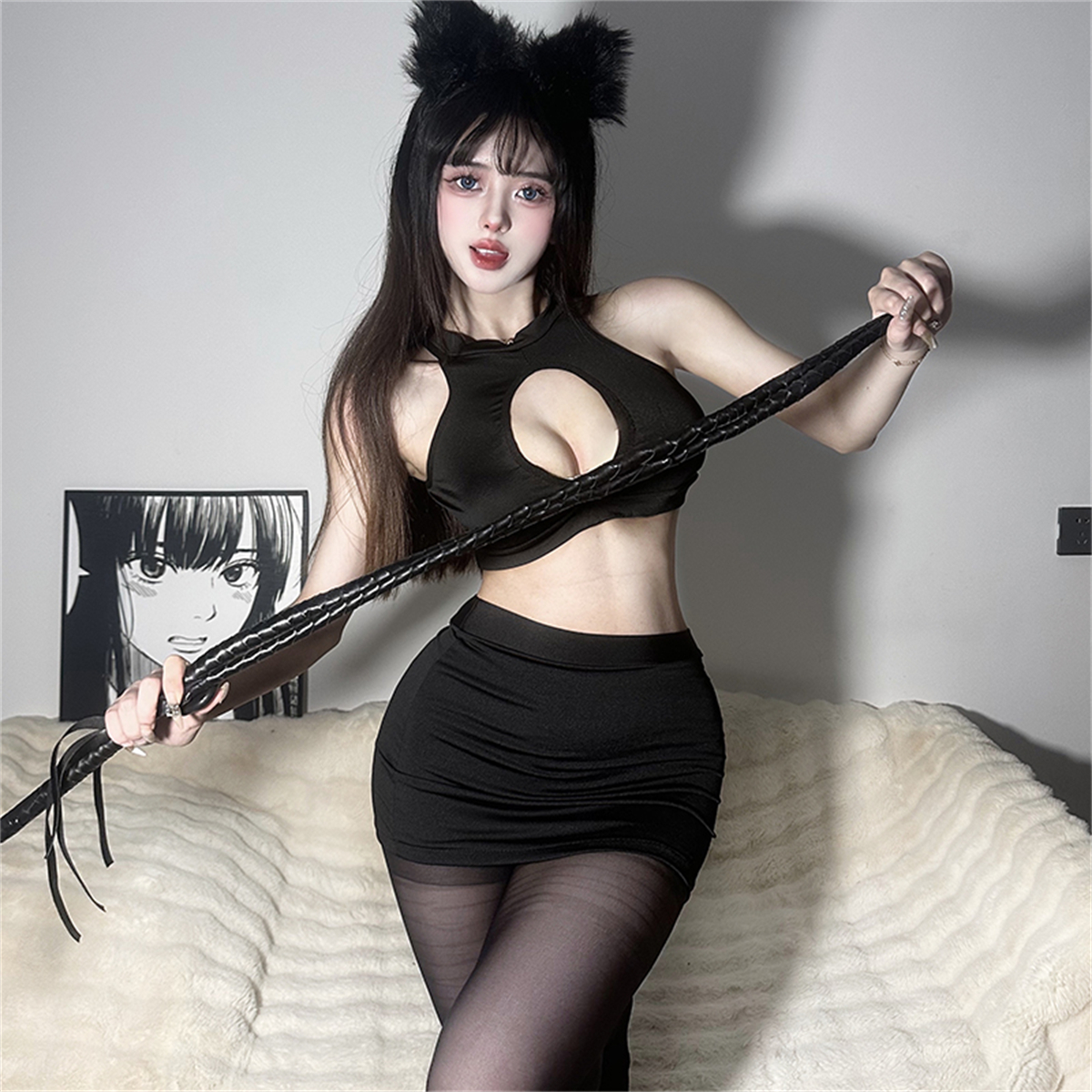cutie做你的猫性感内衣女性感秘书黑丝制服包臀酒吧夜店修身套装