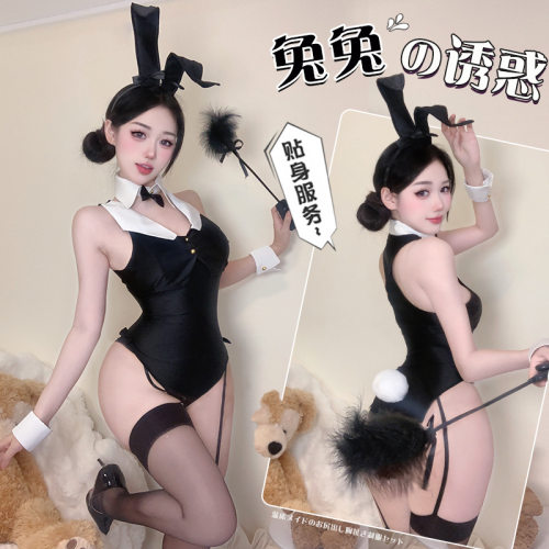 cutie性感内衣纯欲风制服睡衣cos兔女郎角色扮演长筒吊带黑丝套装