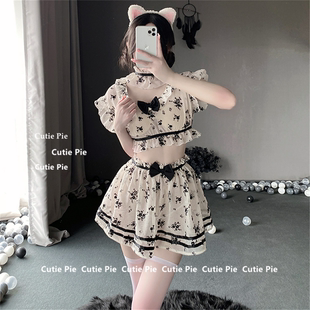 cutie性感女仆制服可爱校园内衣纯欲睡衣服碎花裙睡裙套装 女