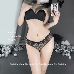 女 女丁字裤 cutie：要命了我 天性感开档蕾丝蝴蝶结交叉三角内裤