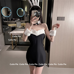 做你 猫：性感抹胸睡裙毛绒兔女郎角色cos兔耳朵扮演睡衣制服女