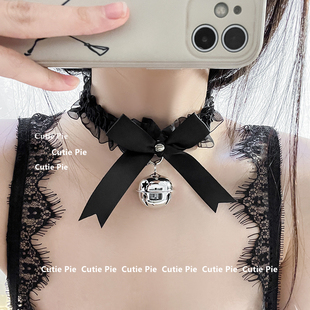 cutie 内衣蕾丝松紧项圈项饰猫女郎女仆蝴蝶结铃铛项圈道具配饰女
