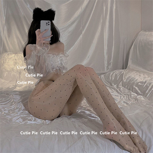 cutie：黑丝网红性感波点水光马油亮波点丝袜女网红假透肉油光女