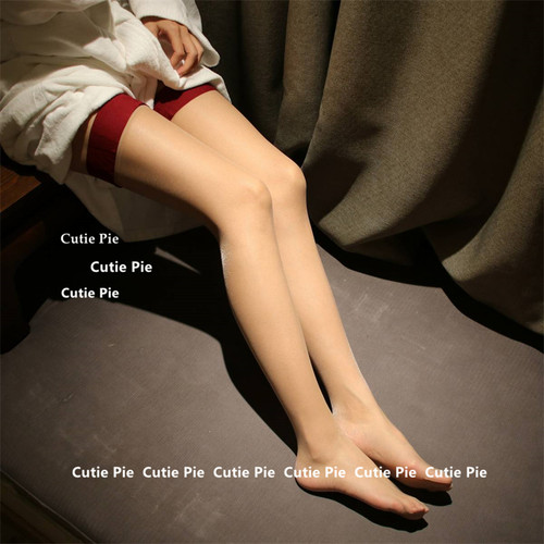 cutie：红色丝袜女过膝红边黑丝透明拼色长筒大腿袜圣诞气质丝袜