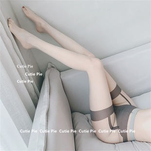 丝袜 过膝黑丝美腿显腿长女印花吊带黑丝薄款 做你 猫：嗲里嗲气