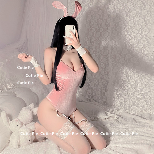 cutie：俏皮兔女郎吊带长筒黑丝连体制服性感内衣美腿显瘦cosplay