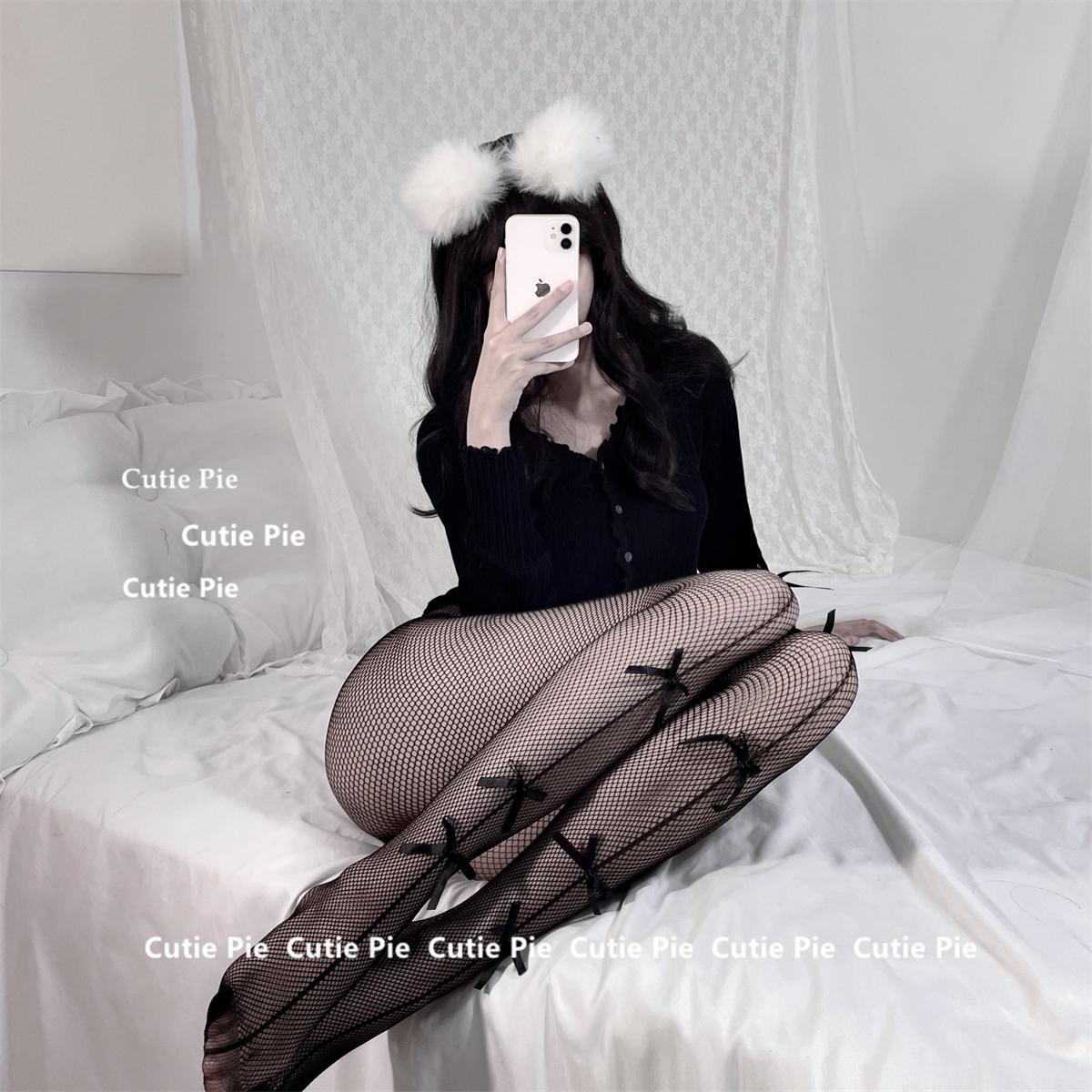 印花网袜薄款性感吊带美腿连裤