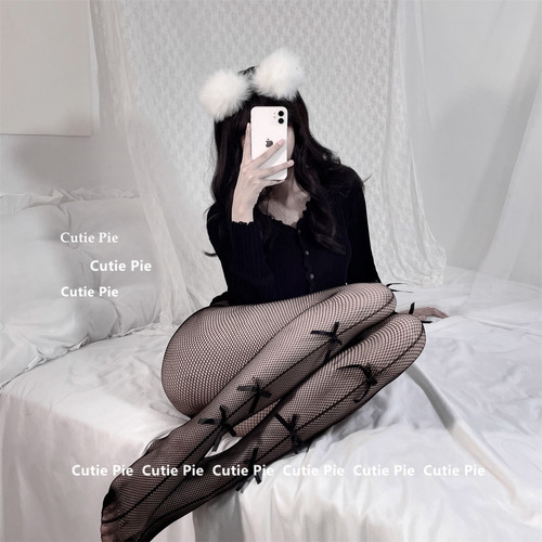 印花网袜薄款性感吊带美腿连裤