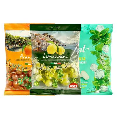 意大利进口liking柠檬味夹心糖果150g橙味薄荷糖零食品