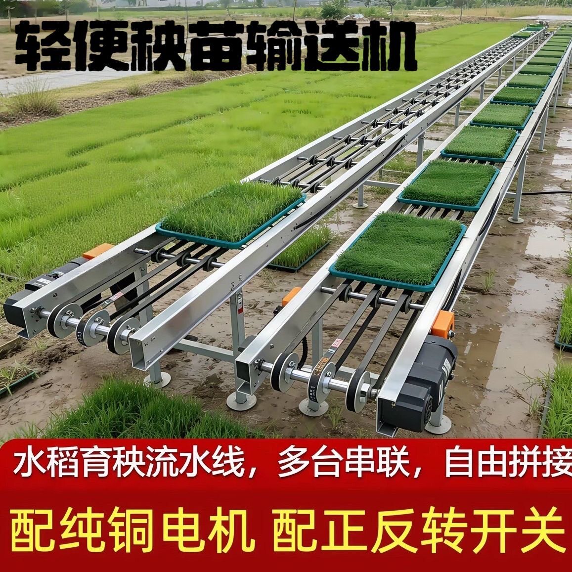 秧苗输送机全自动流水线水稻育苗传送带秧盘输送带蔬菜大棚传送机