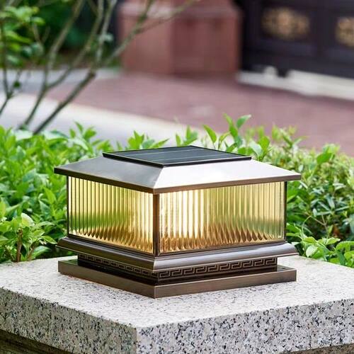 全铜太阳能庭院户外防水柱头灯头