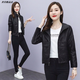 宽松2026女士短款时尚大码皮夹克春秋款皮衣女外套韩版时尚洋气潮
