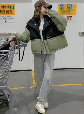 小个子冬季外套女短款加厚羽绒棉新款2026撞色设计感chic棉服上衣