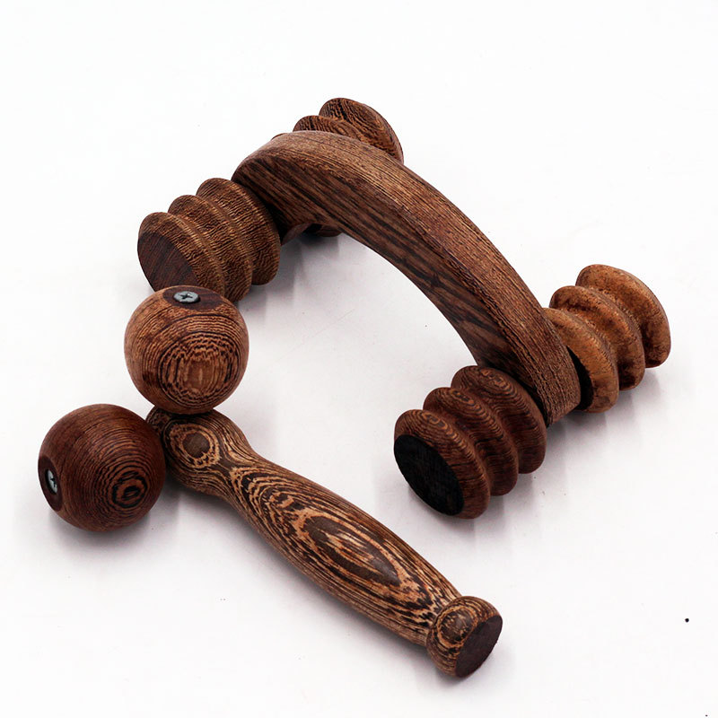 鸡翅木四轮按器鸡翅木二球滚轮瘦脸器足底按送人礼