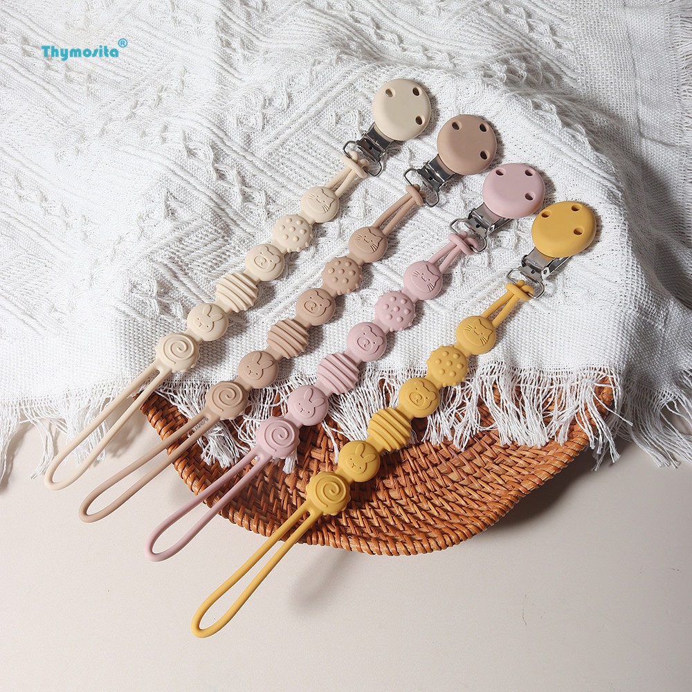 宝宝硅胶可啃咬高温消毒牙胶安抚奶嘴防掉链食品级硅胶牙胶防丢链