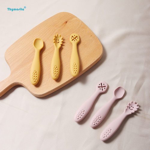 食品级硅胶宝宝叉勺可高温消毒