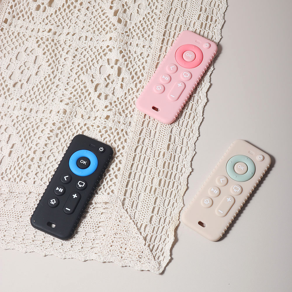 宝宝食品级硅胶可啃咬仿真简约遥控器赠送收纳盒婴儿磨牙玩具牙胶