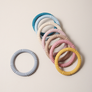 宝宝硅胶牙胶圆圈磨牙棒 婴儿简约防吃手磨牙玩具送收纳盒