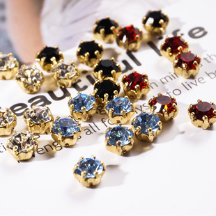 水晶手缝钻带孔捷克宝仕奥莎4 刺绣手工diy 6mm金皇冠爪镶串珠法式