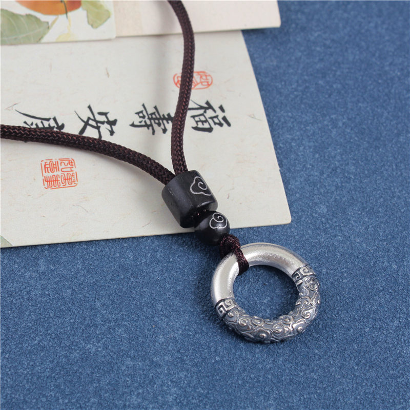 足银999纯银祥云平安扣圈吊坠
