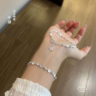 S99纯银手链女士2025年新爆款小碎花朵轻奢小众桃花礼物送女友新