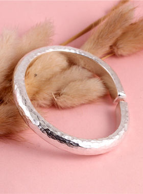 新款原创d型定制马蹄纯银手镯