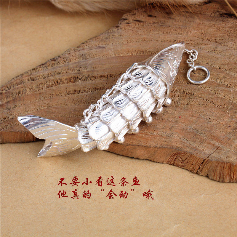 传统经典999足银年年有余挂件 好运锦鲤鱼吉祥纯银吊坠饰品礼物女