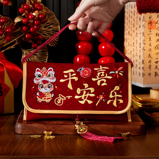 马年红包2026新款布艺万元封包新年通用利是封过年儿童压岁钱福袋
