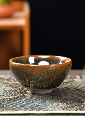 苏坑建盏茶杯纯手工大师铁胎油滴鹧鸪斑茶盏功夫茶具主人杯品茗杯