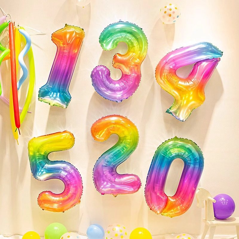 新年数字气球儿童生日气球装饰派对背景布置公司周年庆典纪念